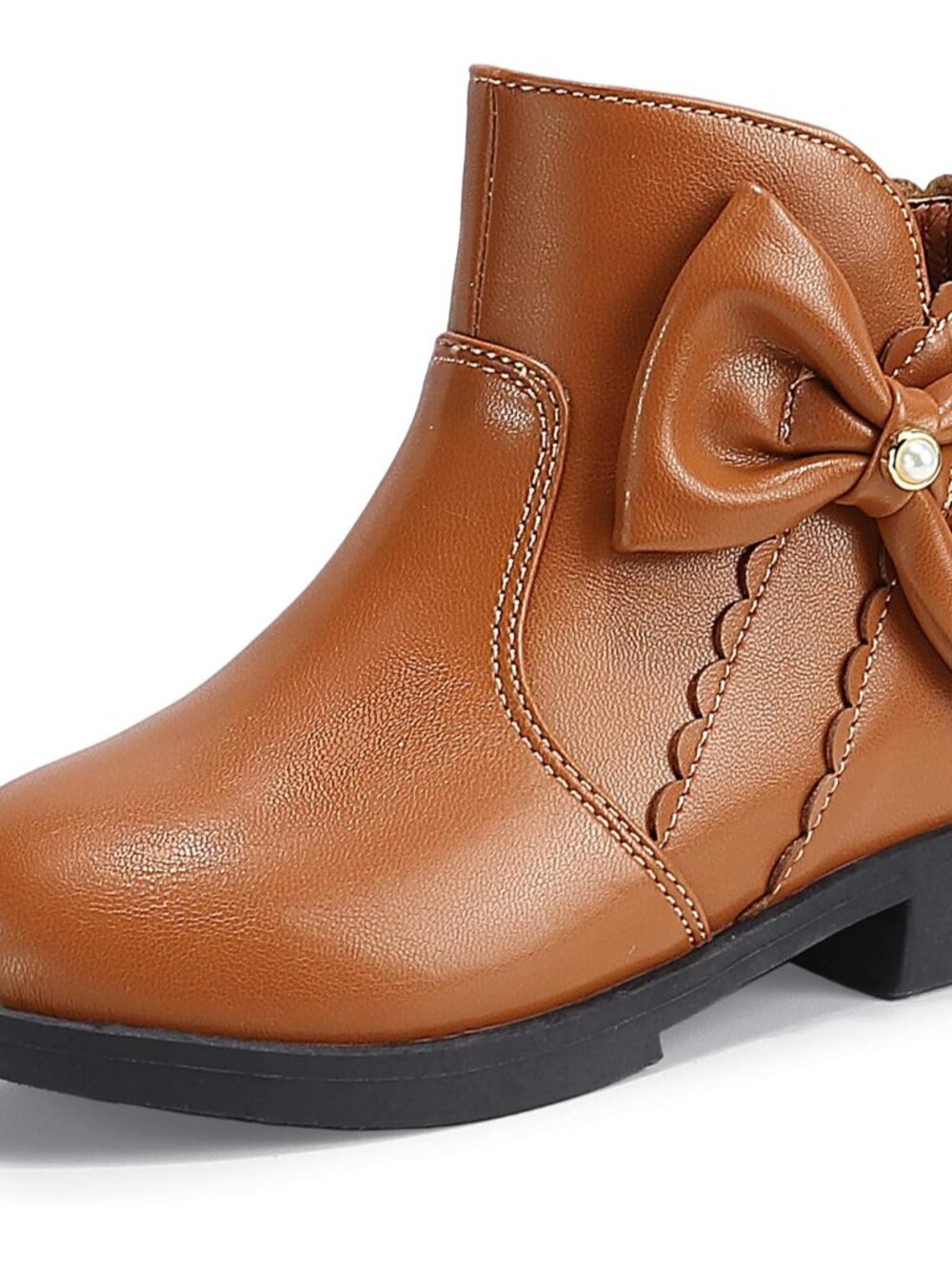 Toddler Girls Ankle Boots Pearls Bow Low Heel Dress Booties